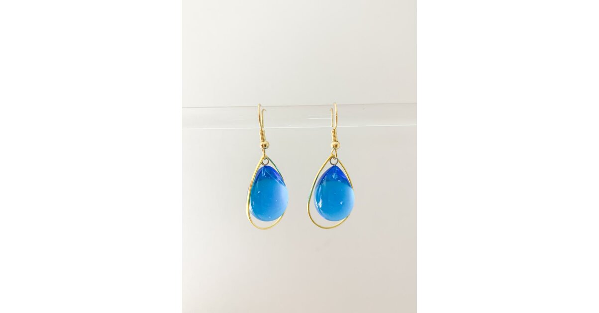 Boucles D'oreilles Pendantes En Verre Murano Bleu - Argent Sterling - Fermoir Dormeuse - Neuf Sans Emballage - Création Artisanale
